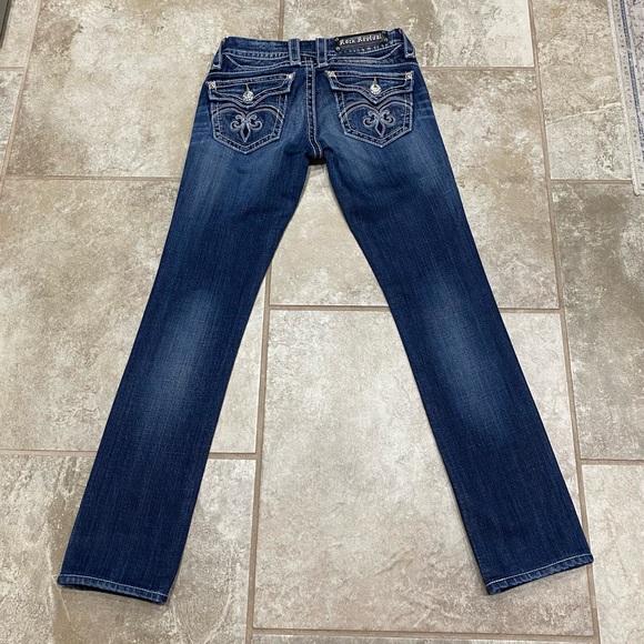Rock Revival Sasha Straight Stretch Jeans 25x29 Low Rise EUC Denim - Picture 6 of 13